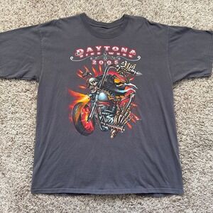 Vintage Daytona Bike Week 2005 T-Shirt Mens XL Skeleton Motorcycle Graphic Black